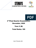 2 /final Quarter Examination, December, 2020 Year: 9 (B) Total Marks: 100
