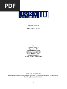 Sana Safinaz: Marketing Report On