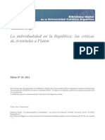 LA INDIVIDUALIDAD EN LA REPÚBLICA - LAS CRÍTICAS DE ARISTÓTELES A PLATÓN