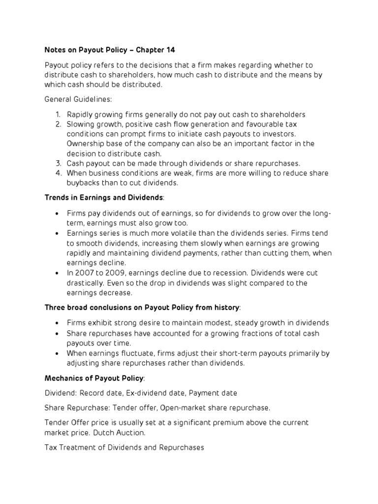 Understanding Payout Policy Dynamics | PDF | Dividend | Share Repurchase
