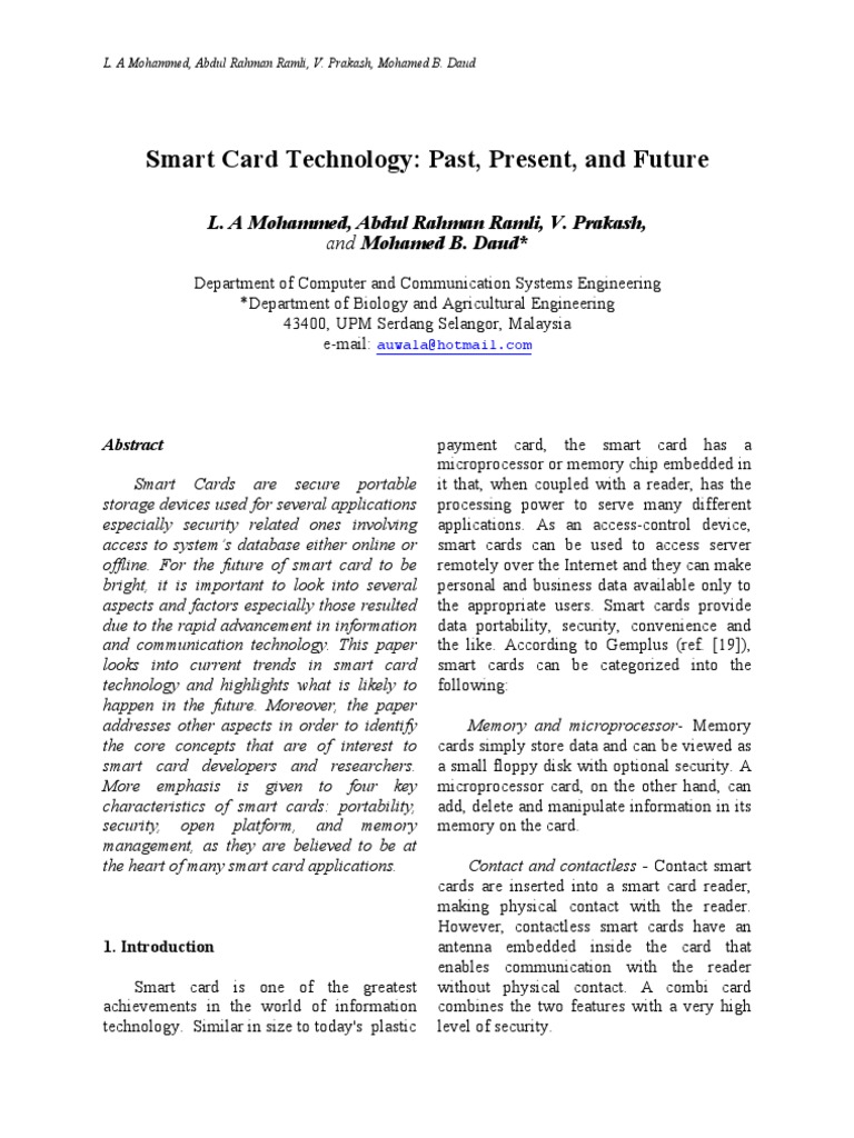 Future Trends in Smart Card Technology | PDF | Smart Card | Biometrics
