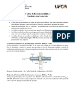 Lista 1o Exercícios Mecânica Materiais UFCA