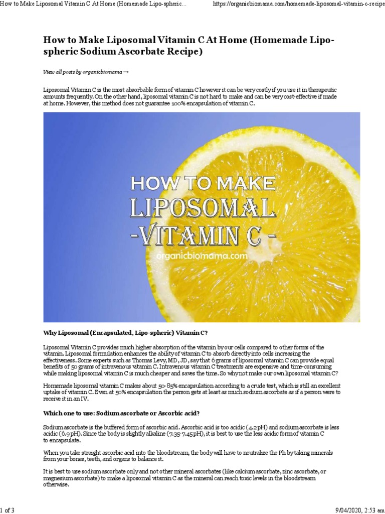 lipo vitamin c homemade Homemade Liposomal Vitamin C Recipe | PDF | Vitamin C