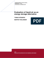 Evaluation of liquid air as an energy storage alternative - EXAMENSARBETE INOM TEKNIK