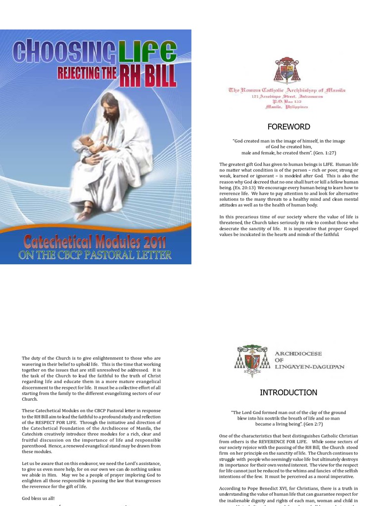 Catechetical Module On CBCP Pastoral Letter On RH Bill | PDF ...