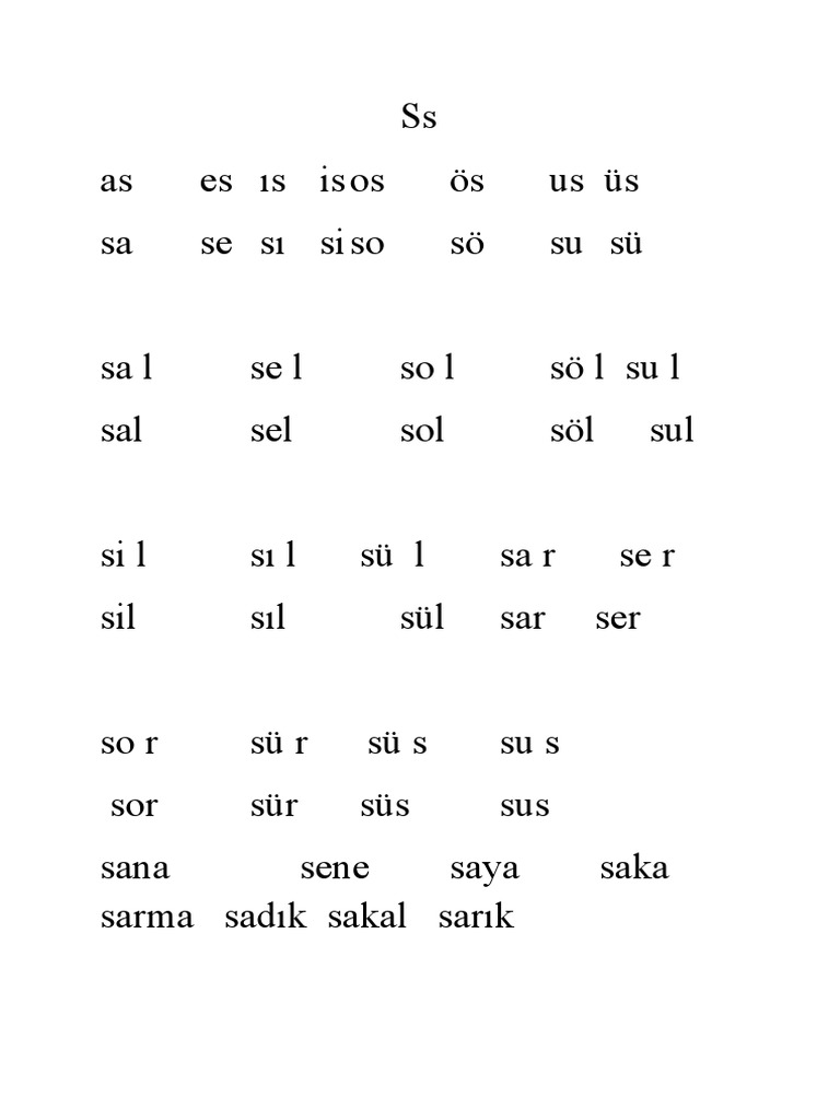 1.sinif S Harfi Ogretimi | PDF