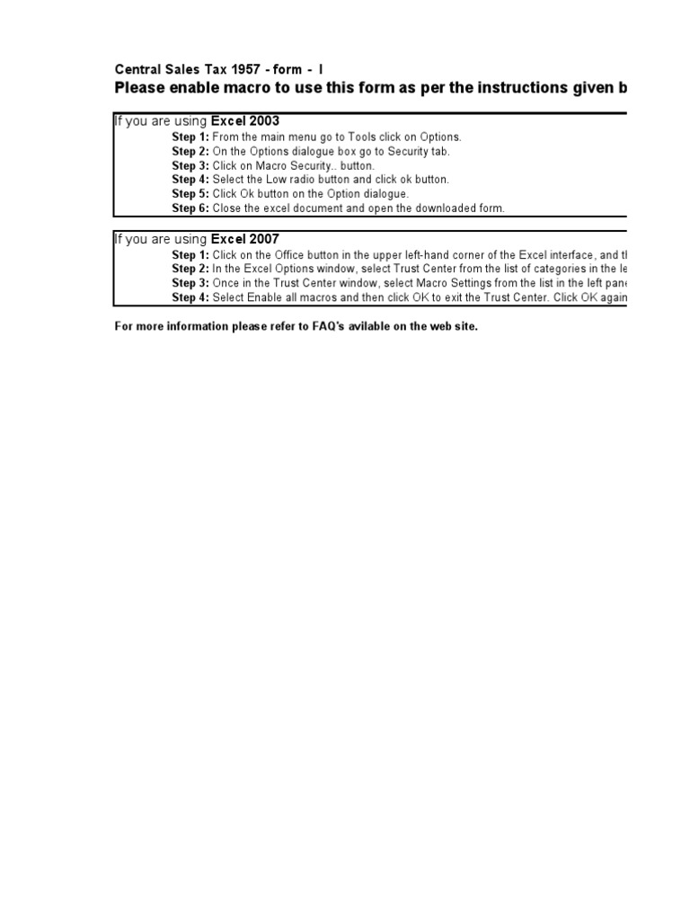 Central Sales Tax Form I Instructions | PDF | Cheque | Invoice