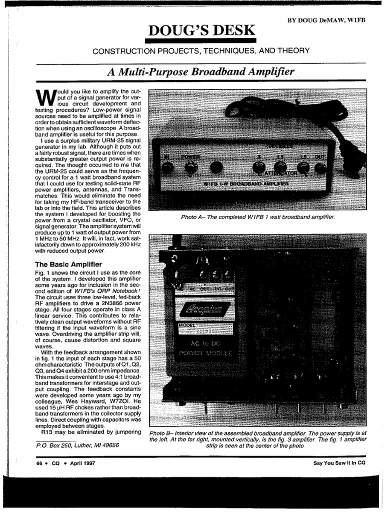 W1FB A Multi Purpose Broadband Amplifier PDF