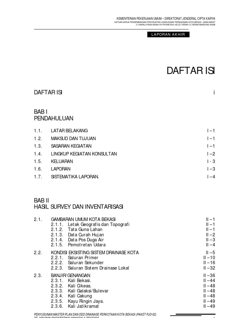 Laporan Akhir Drainase Kota Bekasi