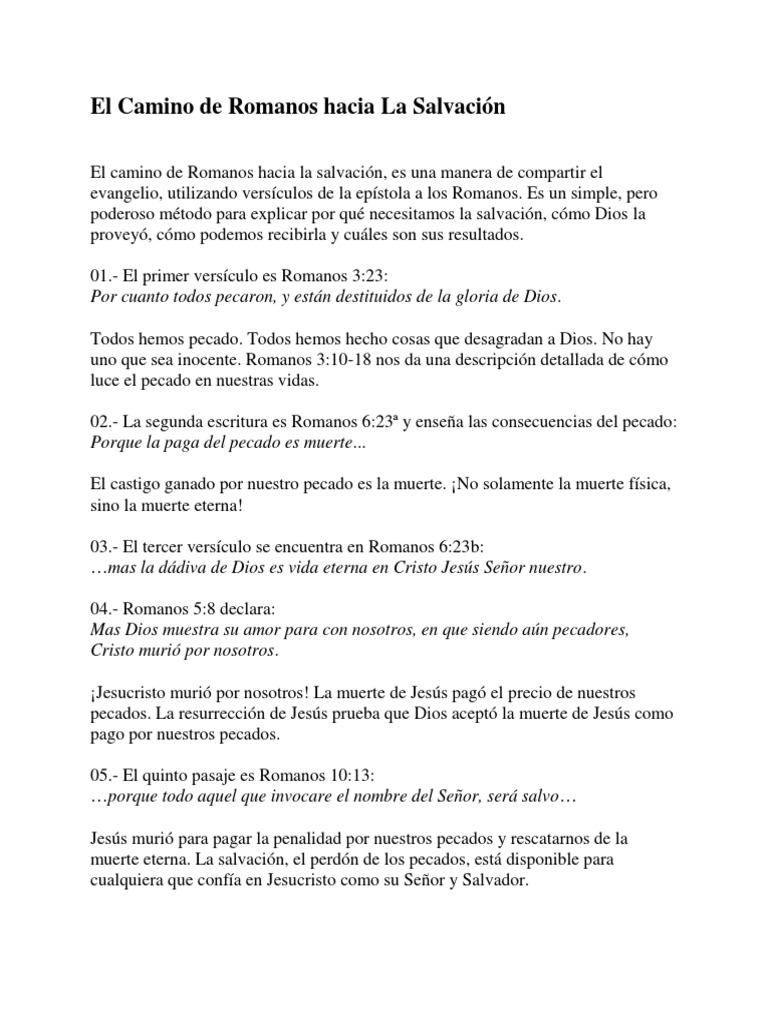 Camino de Romanos a la Salvación | PDF | Salvación | Pecado
