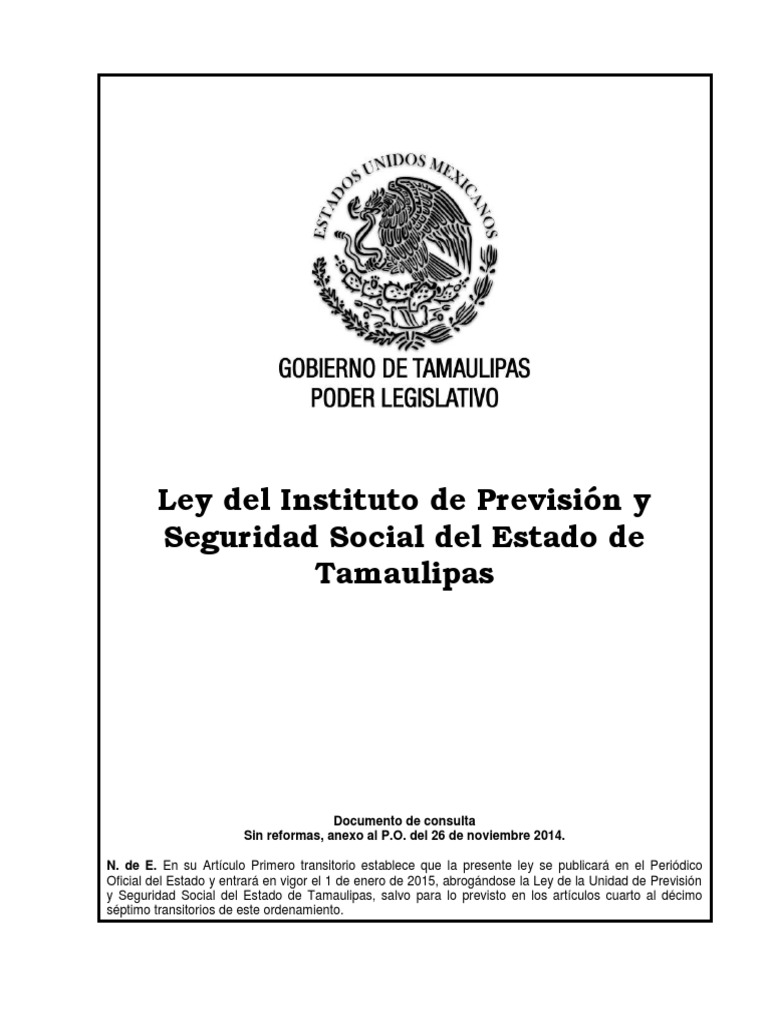 Ley de IPSSET Tamaulipas 2024 | PDF | Pensión | Fondo de pensiones