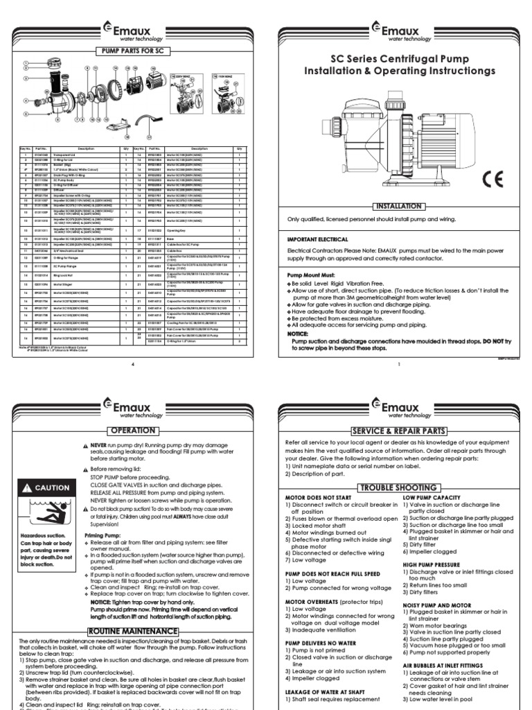 SC Series Pump Installation Guide | PDF | Pump | Valve
