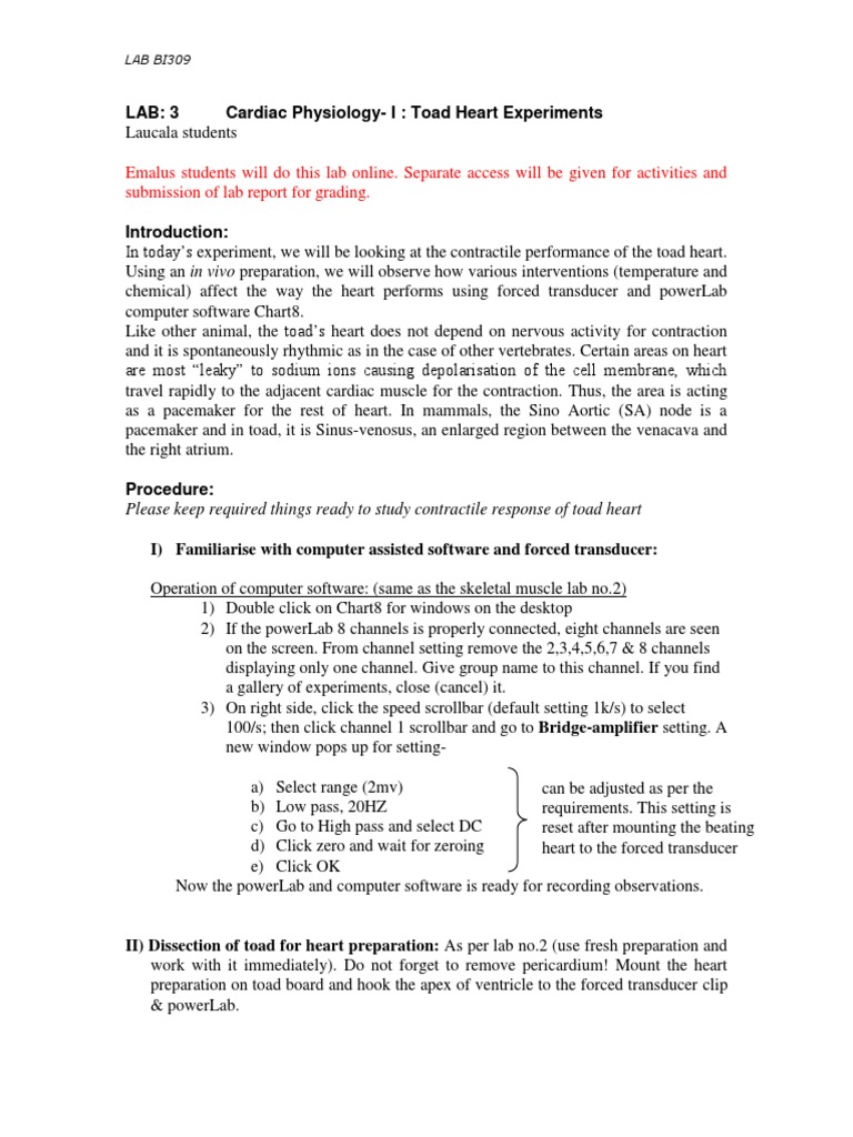 Toad Heart Physiology Experiments | PDF | Muscle Contraction | Heart