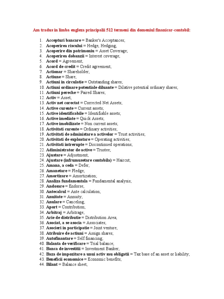 Am Tradus in Limba Engleza Principalii 512 Termeni Din Domeniul