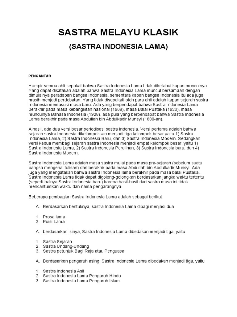 Contoh Hikayat Sastra Melayu Klasik - Simak Gambar Berikut
