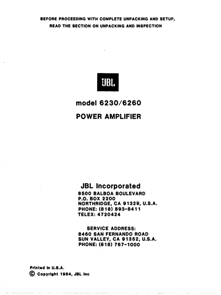 stum botanist hypotese JBL-6230 - 6260manual | PDF