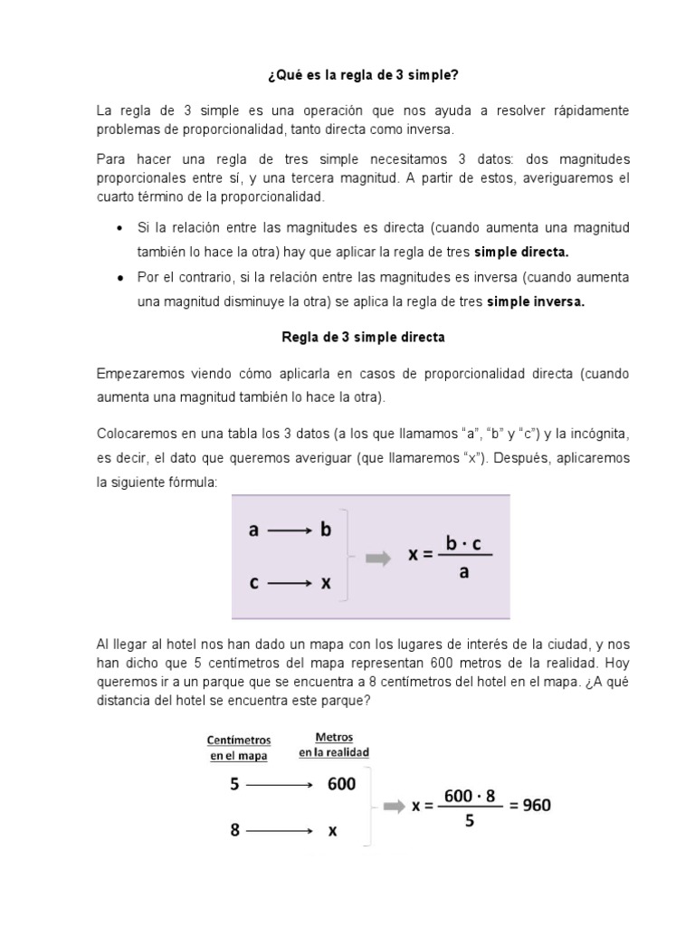 Regla de 3 Simple: Directa e Inversa | PDF | Métodos y materiales de ...