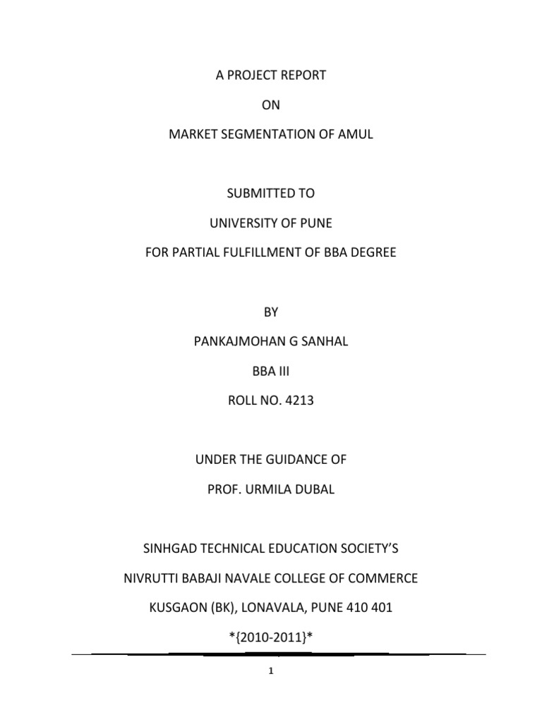 A Project Report | PDF | Market Segmentation | Survey Methodology
