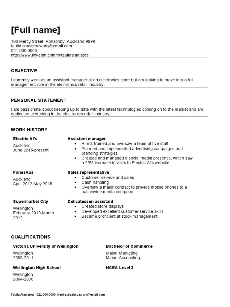 Work Focused CV-example | PDF | Sales | Retail