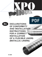 Declarations of Conformity and Installation Instructions For A Correct Installation of A Flexible Liners (Metallic Liners)