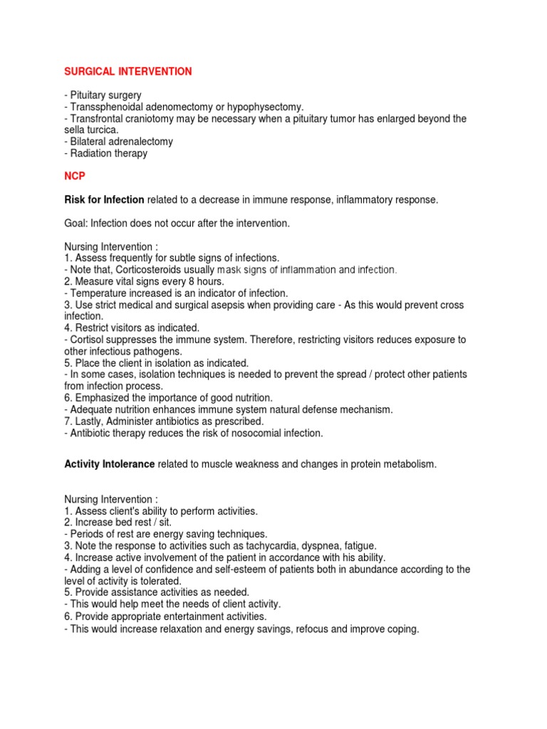 Cushing's Disease PDF Infection Edema