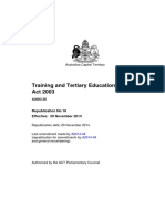 Training and Tertiary Education Act 2003: Australian Capital Territory