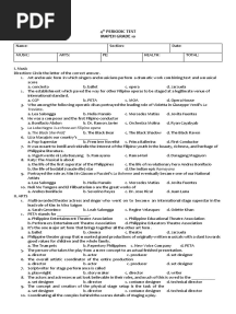 4 Periodic Test Mapeh Grade 10: Traviata
