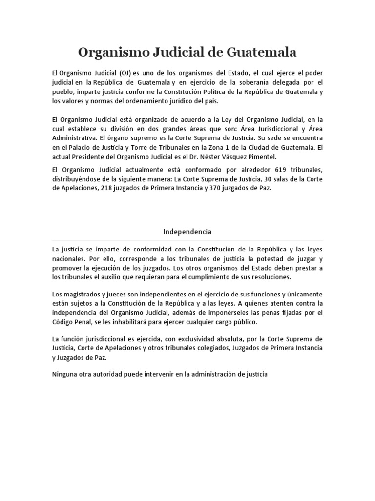 Estructura del Organismo Judicial en Guatemala | PDF | Jurisdicción ...