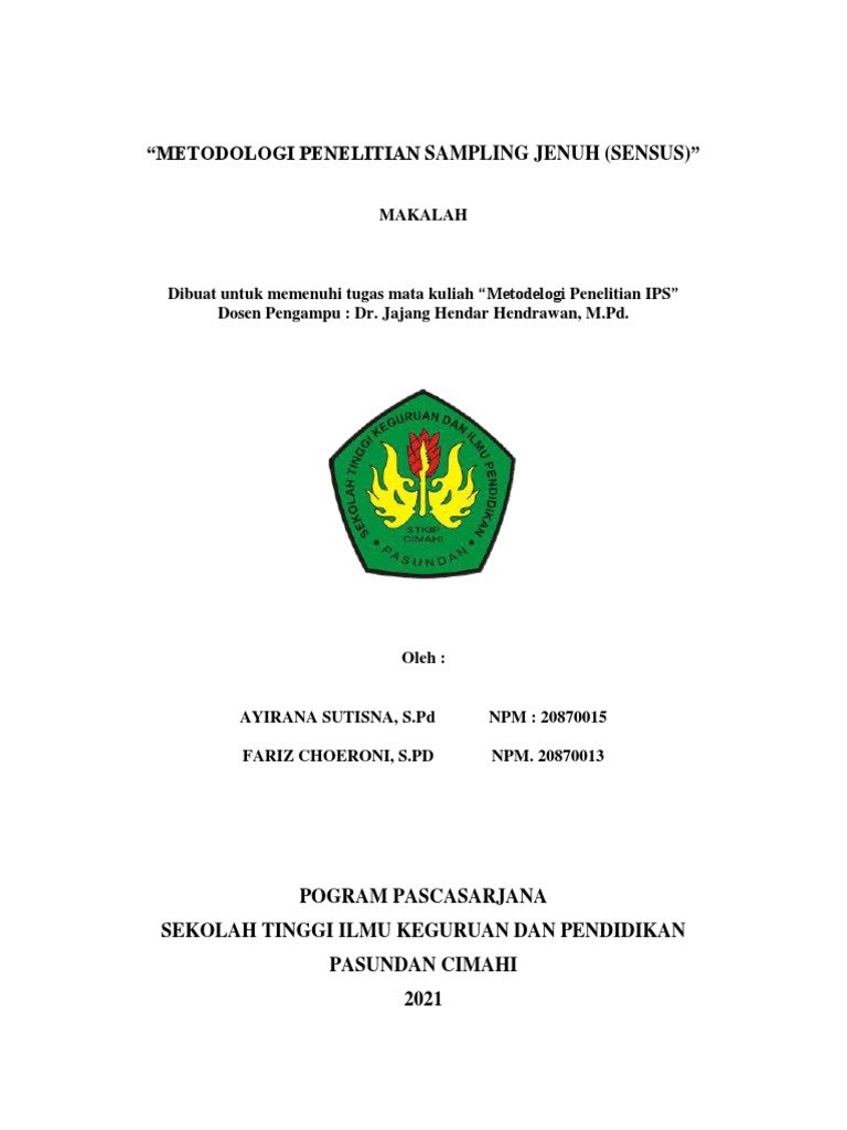 Metodologi Penelitian Sensus Jenuh | PDF | Sains & Matematika