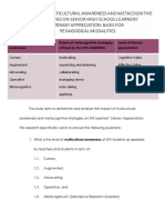 Level of Multicultural Awareness Extent of Metacognitive Strategies Utilized by The SHS LEARNERS Level of Literary Appreciation