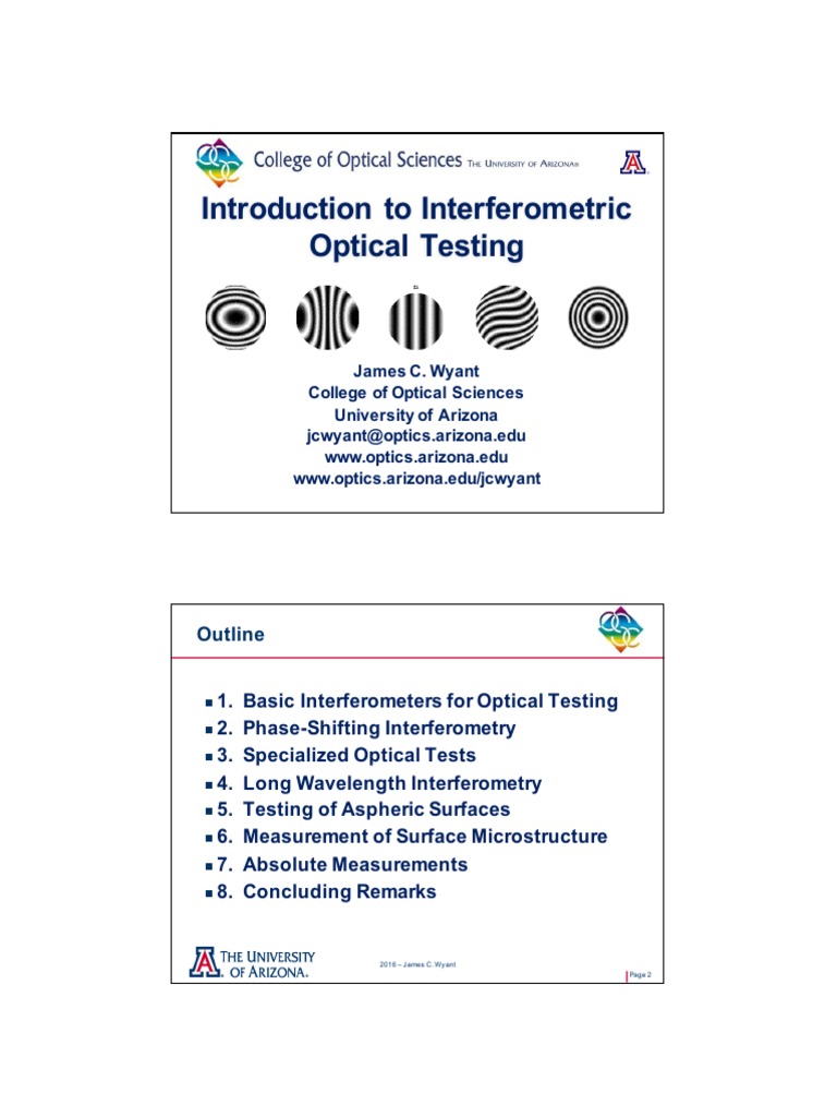 Introduction To Interferometric Optical Testing | PDF