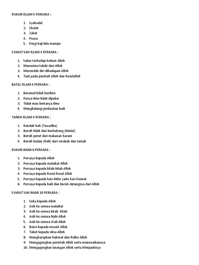 Rukun dan Syarat Islam serta Iman | PDF