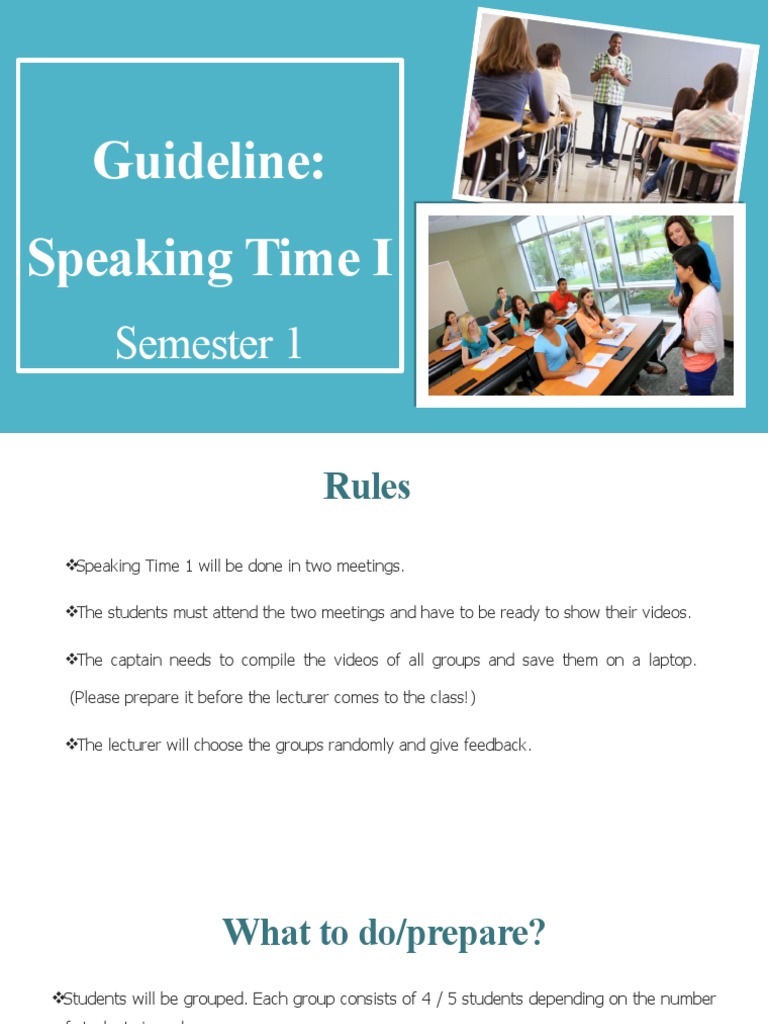 Speaking Time 1 Guidelines | PDF
