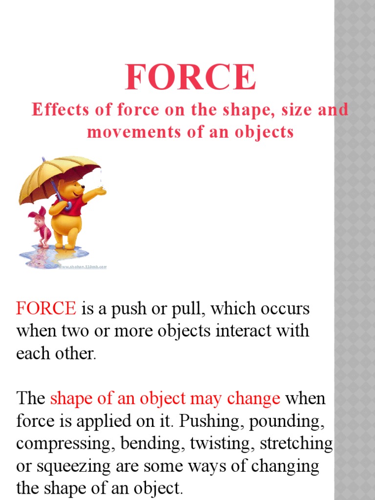 Force: Effects of Force On The Shape, Size and Movements of An Objects ...