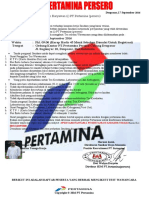 Surat Panggilan Interview Calon Karyawan (I) PT Pertamina (Persero)