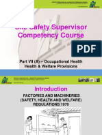 Site Safety Supervisor Competency Course: Part VII (A) - Occupational Health Health & Welfare Provisions