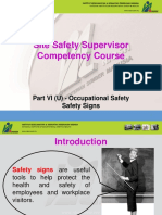 Site Safety Supervisor Competency Course: Part VI (U) - Occupational Safety Safety Signs