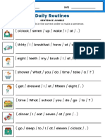 Daily Routine Worksheet Sentence Jumble