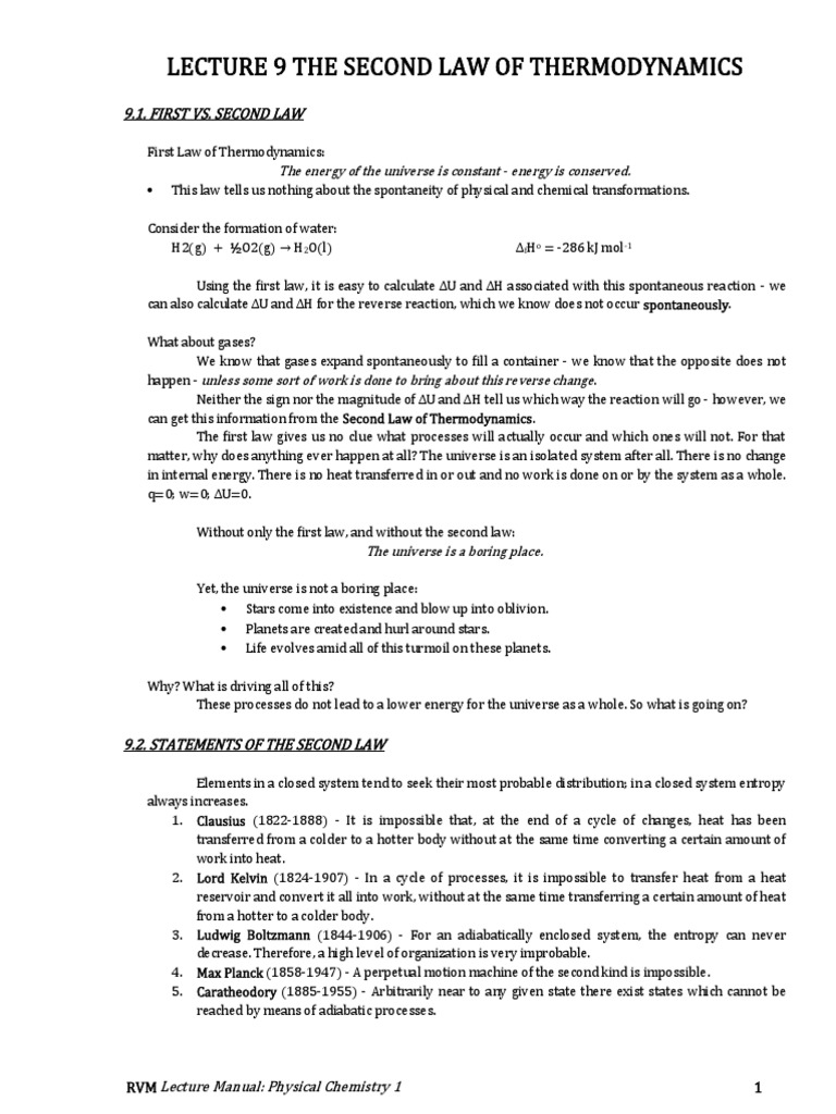 Understanding the Second Law of Thermodynamics | PDF | Entropy | Second ...