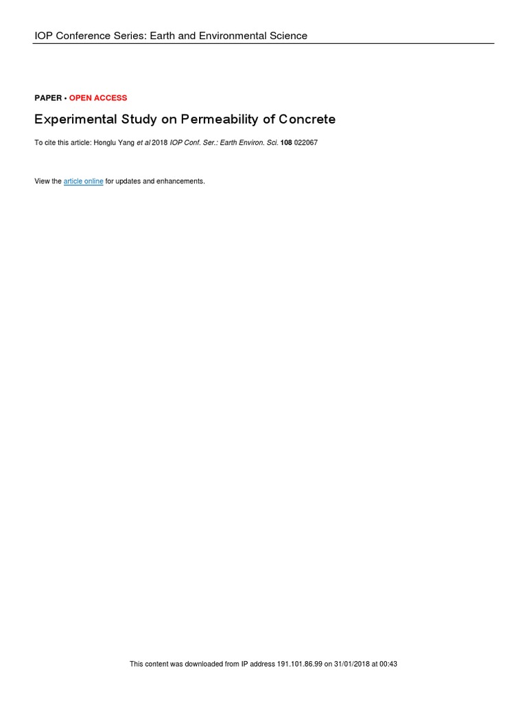 Experimental Study On Permeability of Concrete | PDF | Porosity | Concrete