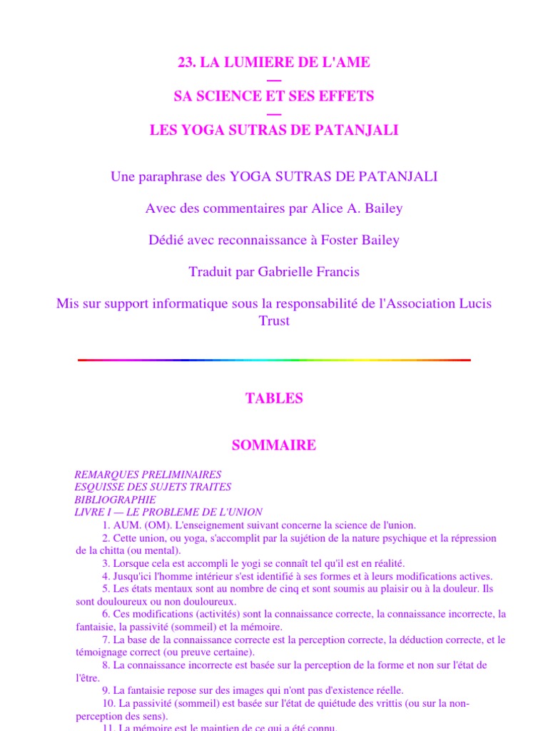La Lumière De Lame Les Yogas Sutras De Patanjali - 