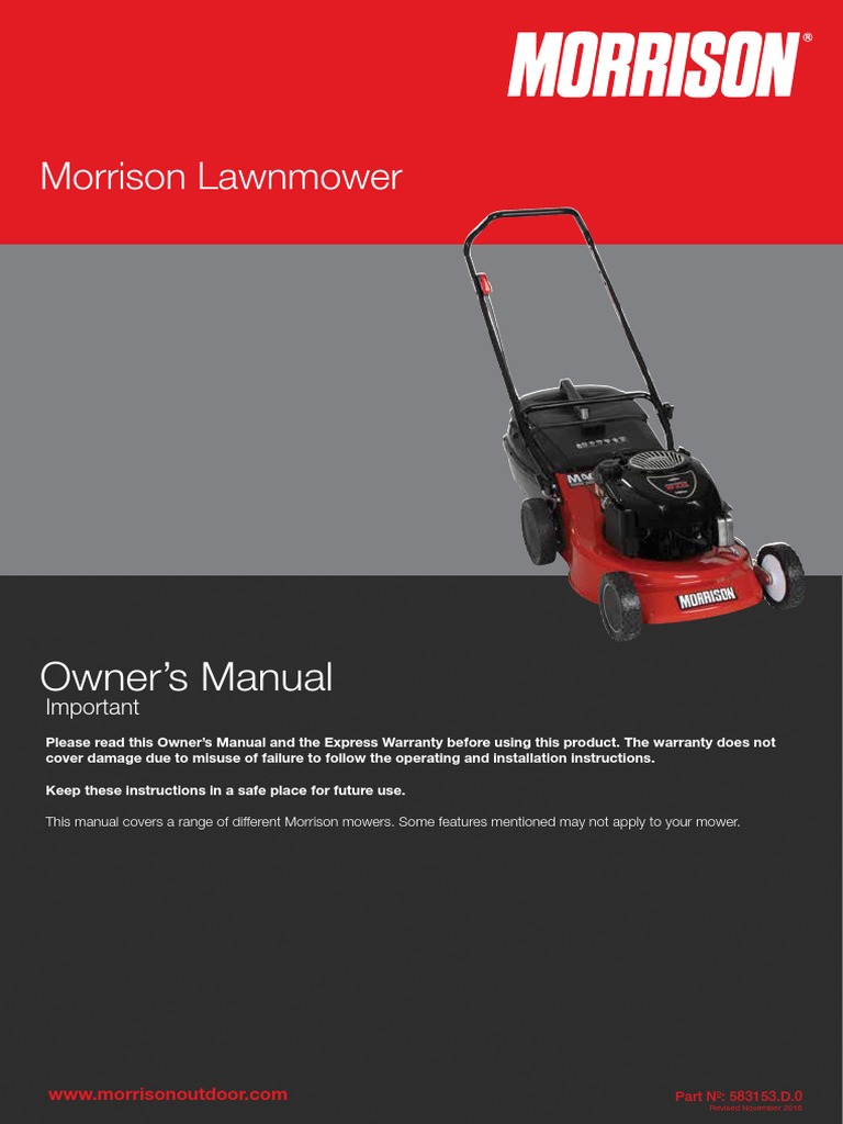 Morrison Lawnmower Owner's Manual PDF Mower Lawn Mower