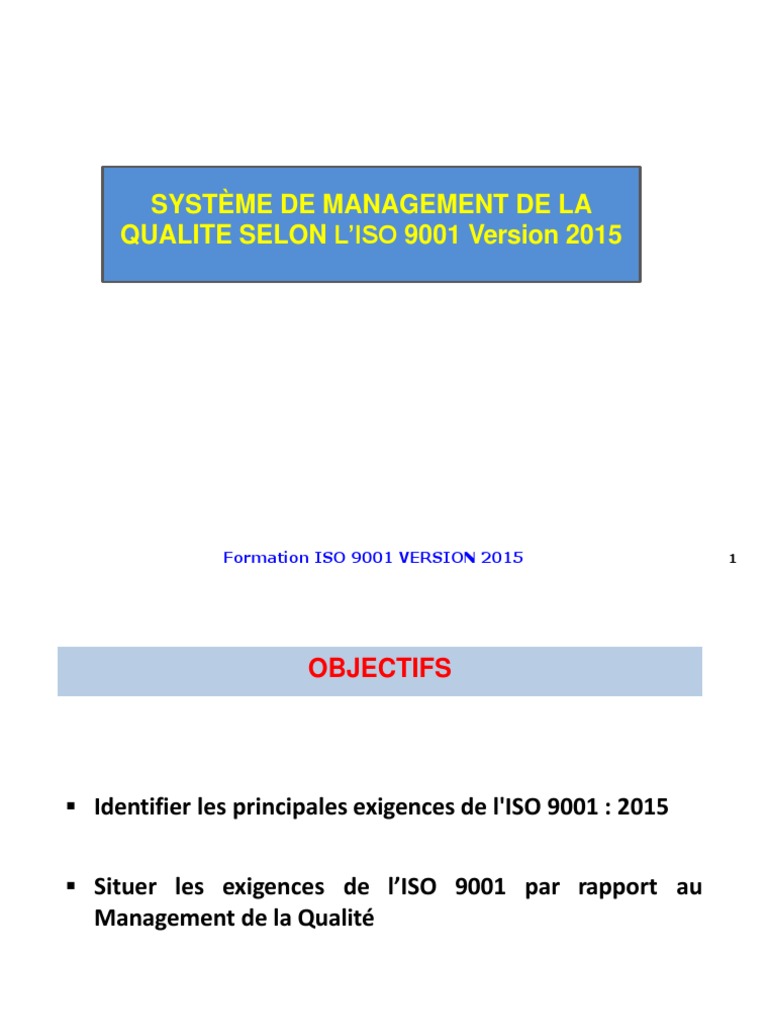 Formation ISO 9001 Version 2015 | PDF | Système de management de la ...