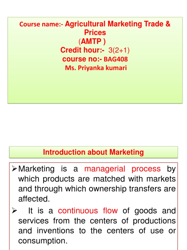 Agricultural Marketing Process Overview | PDF | Goods | Marketing