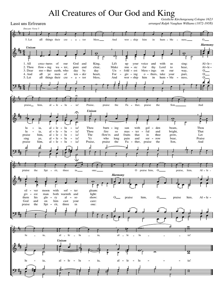 All Creatures of Our God and King | Download Free PDF | Hymns | British ...