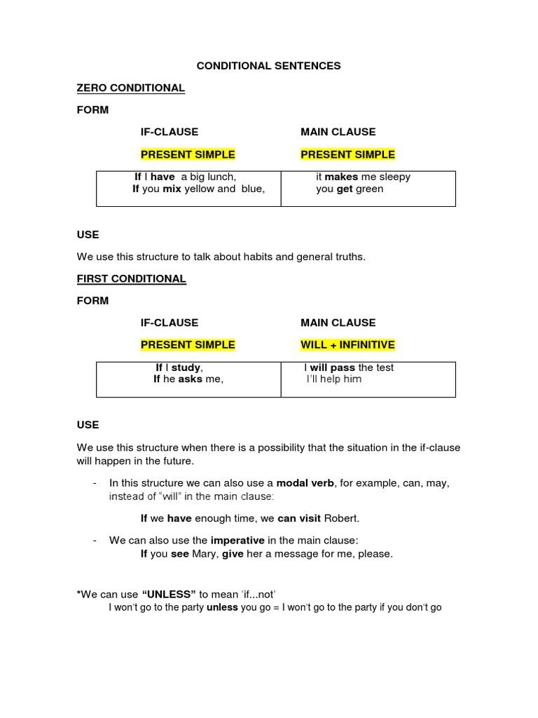 Conditional Sentences - Rules - 4º - 2021 | PDF | Language Arts ...