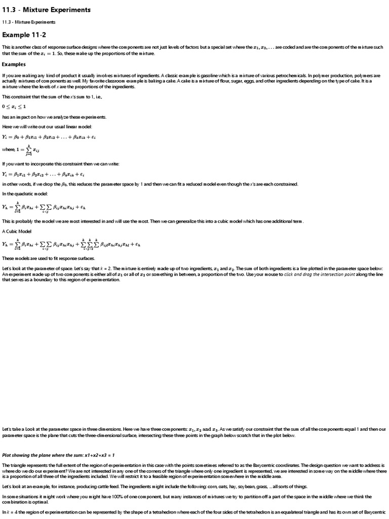11.3 - Mixture Experiments | PDF | Errors And Residuals | Regression ...
