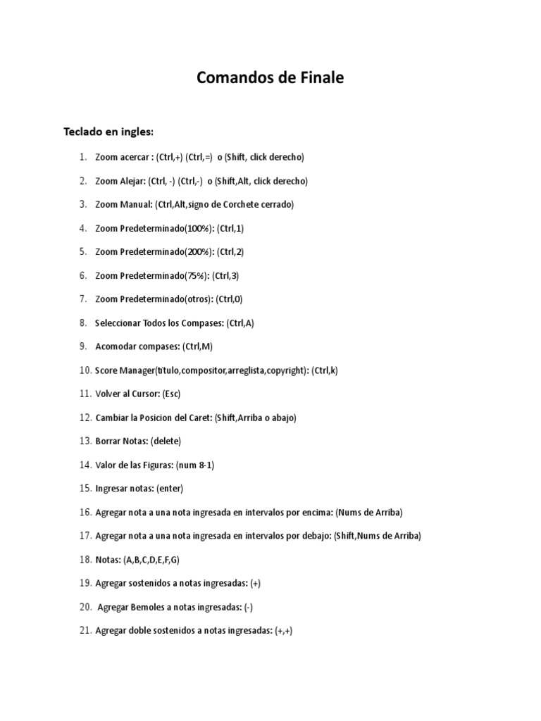 Comandos Esenciales de Finale | PDF | Notación musical | Elementos de ...