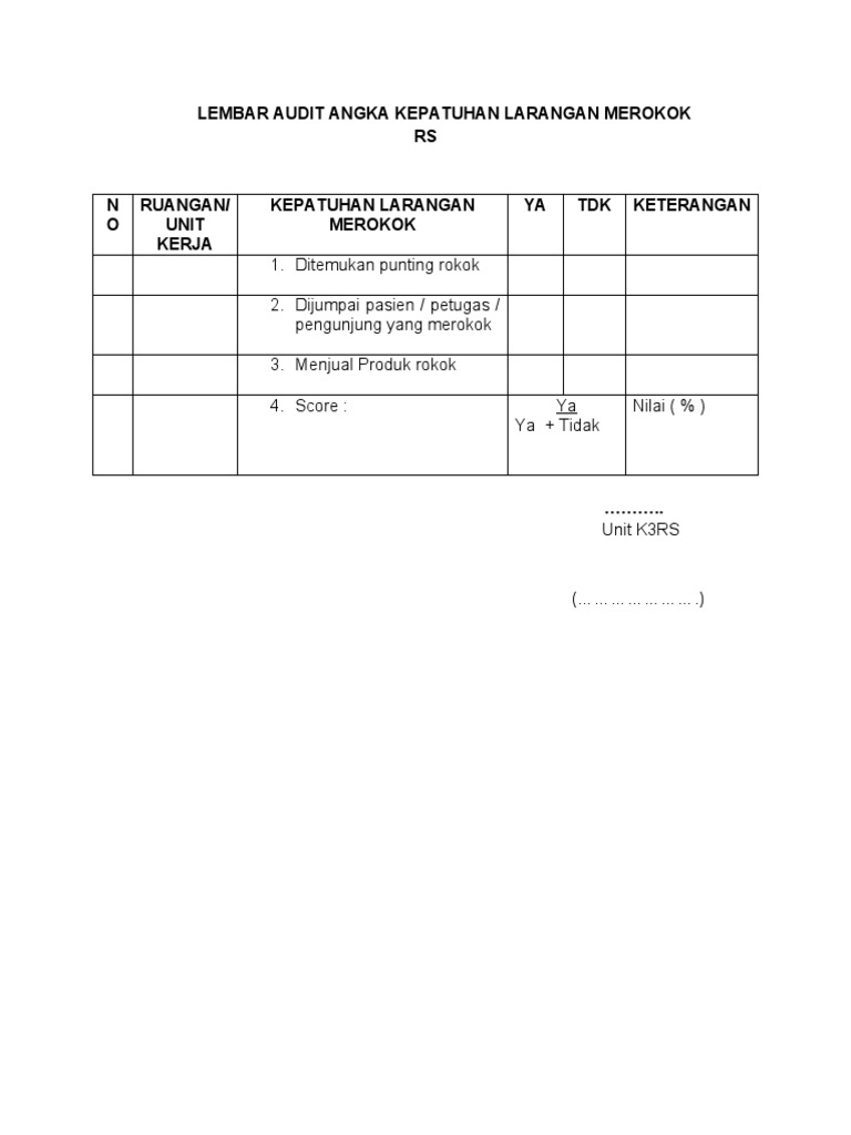 2form Audit Kepatuhan Larangan Merokok | PDF