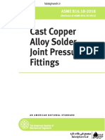 Cast Copper Alloy Solder Joint Pressure Fittings: ASME B16.18-2018